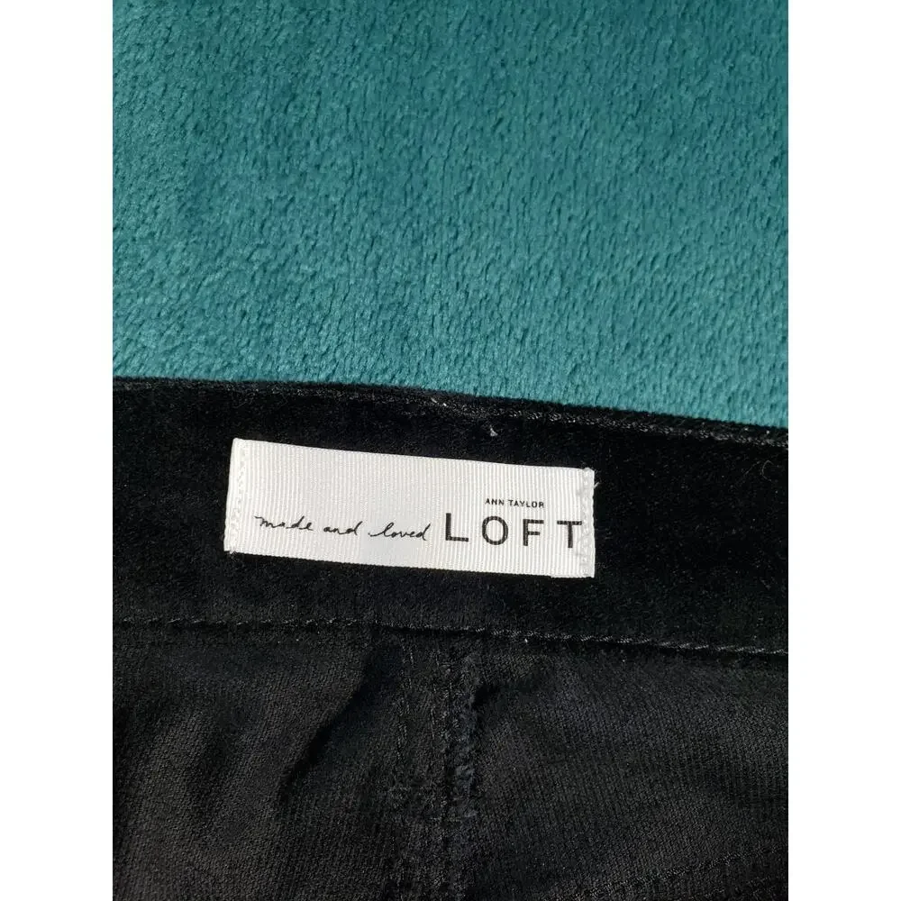 Loft Jeans Size 2 Women Black Pants Velvet Stretch Mid Rise Modern Skinny